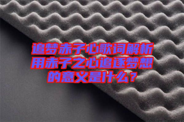 追夢赤子心歌詞解析用赤子之心追逐夢想的意義是什么？