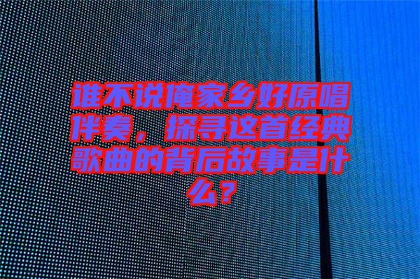 誰不說俺家鄉(xiāng)好原唱伴奏，探尋這首經(jīng)典歌曲的背后故事是什么？