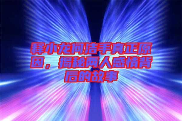 釋小龍何潔手真正原因，揭秘兩人感情背后的故事