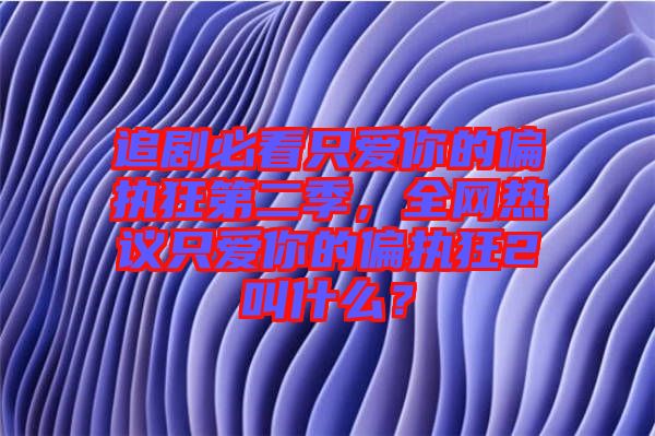 追劇必看只愛你的偏執(zhí)狂第二季，全網(wǎng)熱議只愛你的偏執(zhí)狂2叫什么？