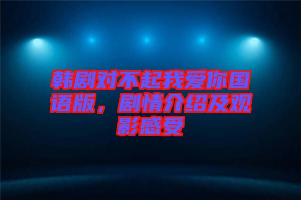 韓劇對不起我愛你國語版，劇情介紹及觀影感受