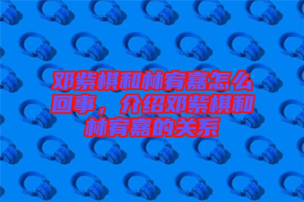 鄧紫棋和林宥嘉怎么回事，介紹鄧紫棋和林宥嘉的關(guān)系