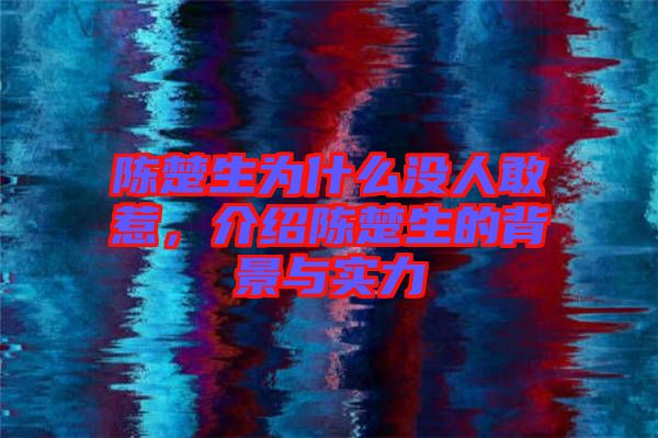 陳楚生為什么沒(méi)人敢惹，介紹陳楚生的背景與實(shí)力